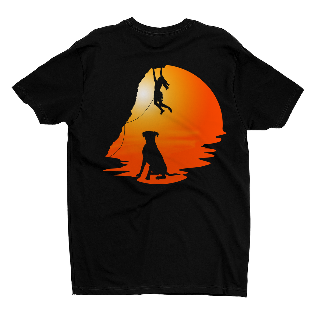 T-Shirts: Dog and Climber at Sunset (Next Level 3600)