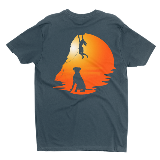 T-Shirts: Dog and Climber at Sunset (Next Level 3600)