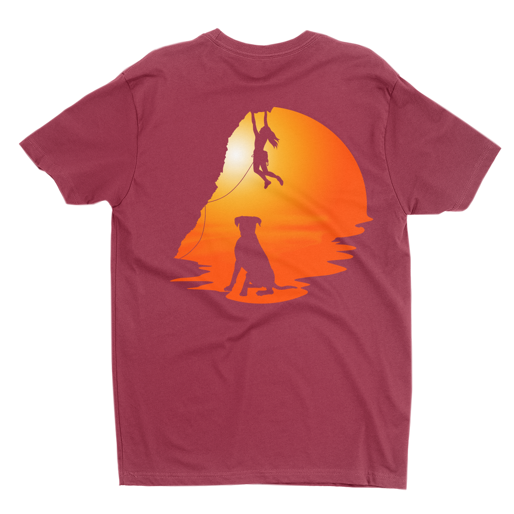 T-Shirts: Dog and Climber at Sunset (Next Level 3600)