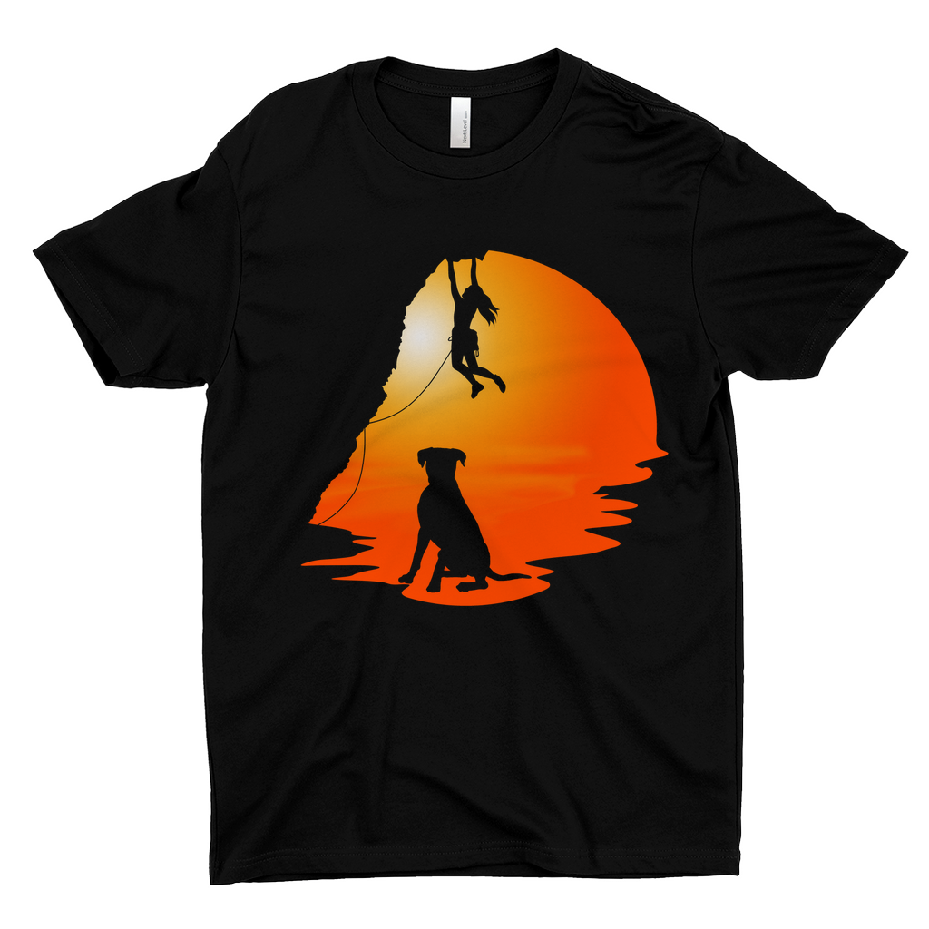 T-Shirts: Dog and Climber at Sunset (Next Level 3600)