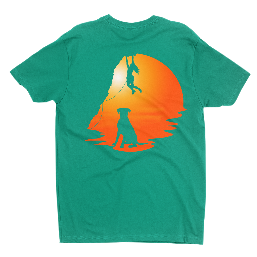 T-Shirts: Dog and Climber at Sunset (Next Level 3600)