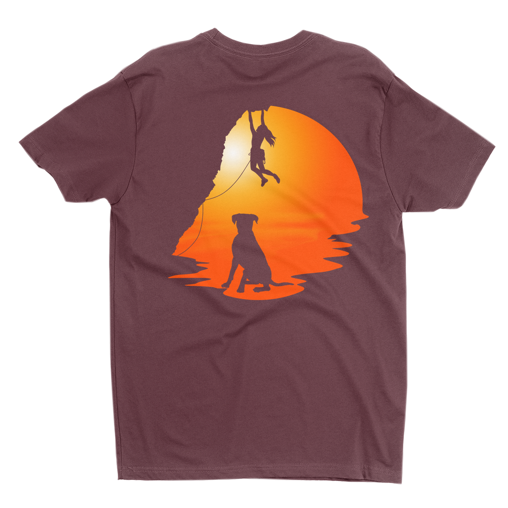 T-Shirts: Dog and Climber at Sunset (Next Level 3600)