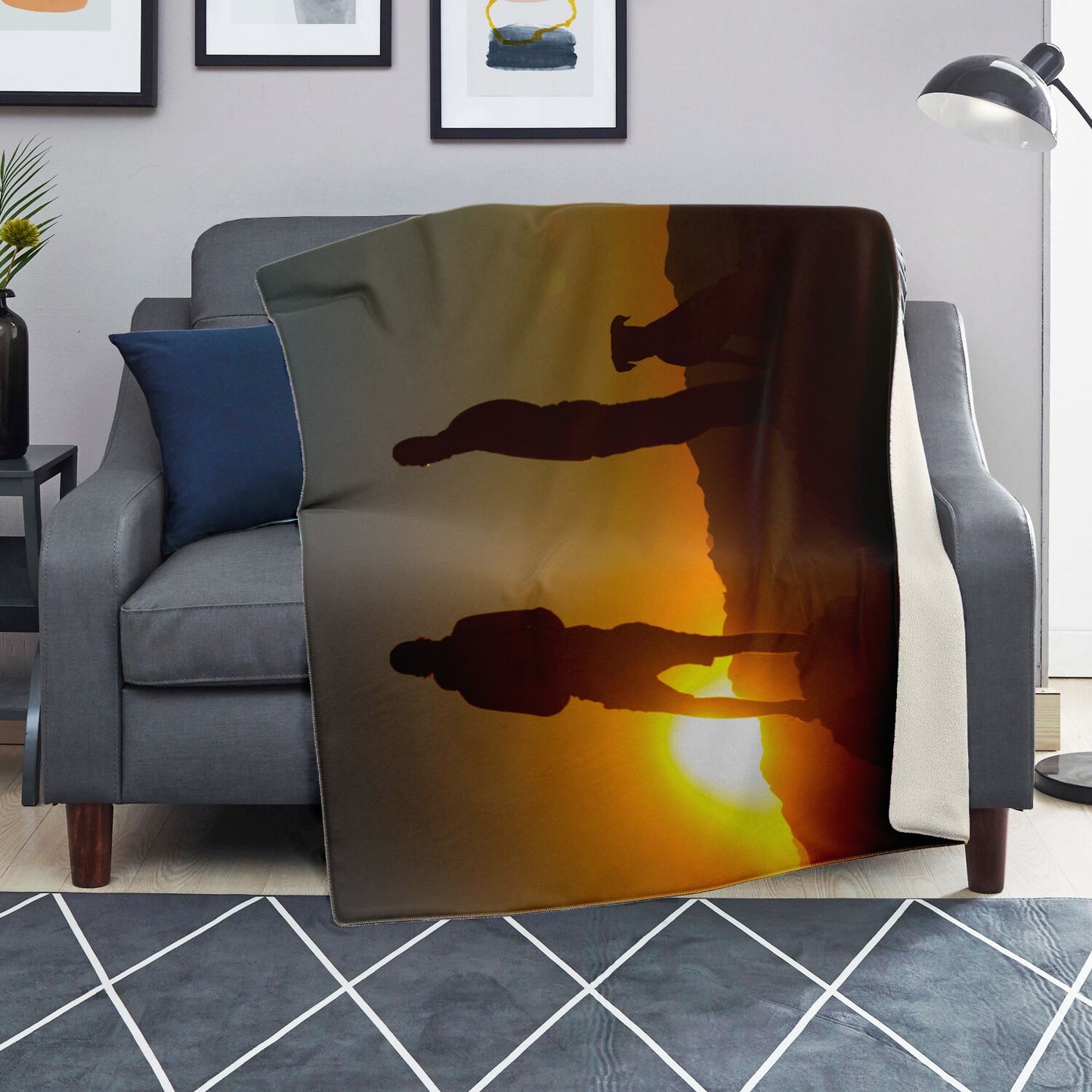 Premium Microfleece Blanket (AZ Sunset with best friends)