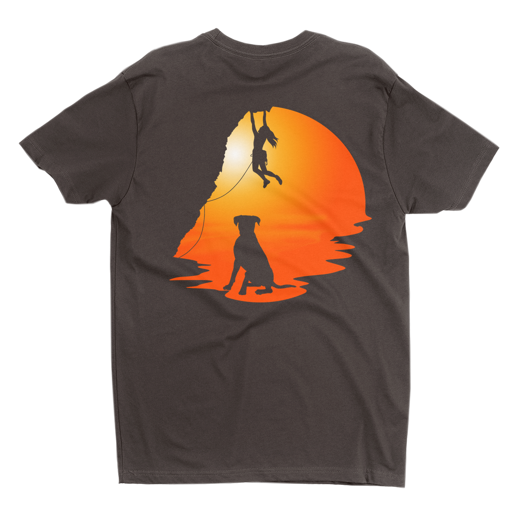 T-Shirts: Dog and Climber at Sunset (Next Level 3600)