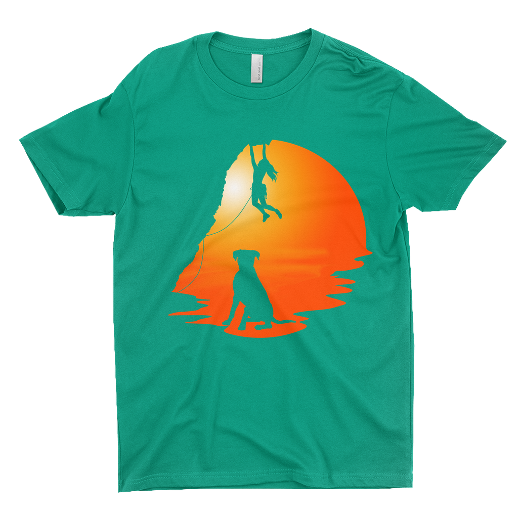 T-Shirts: Dog and Climber at Sunset (Next Level 3600)