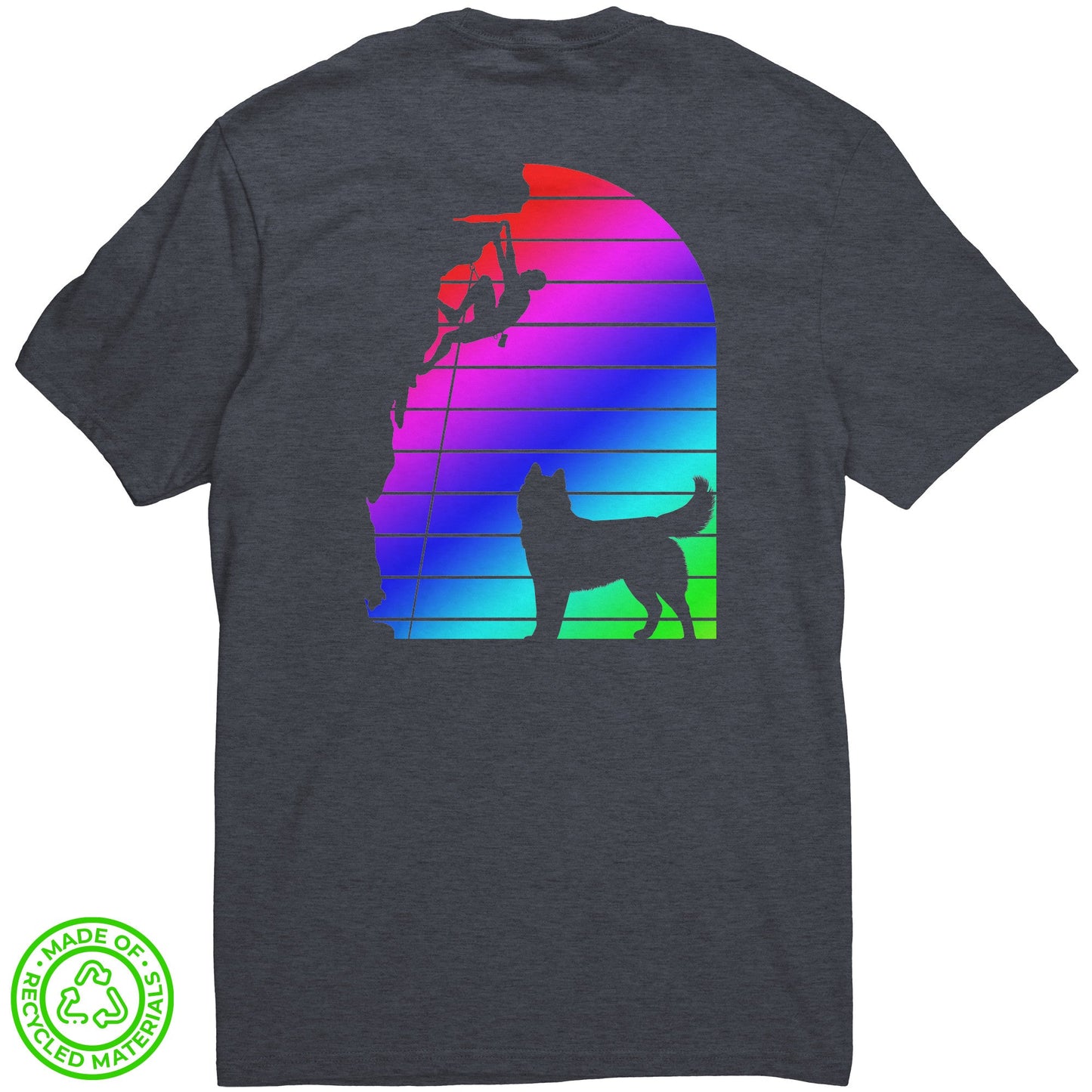 Eco-Friendly Re-Tee (Rainbow Silhouetted climber and husky)